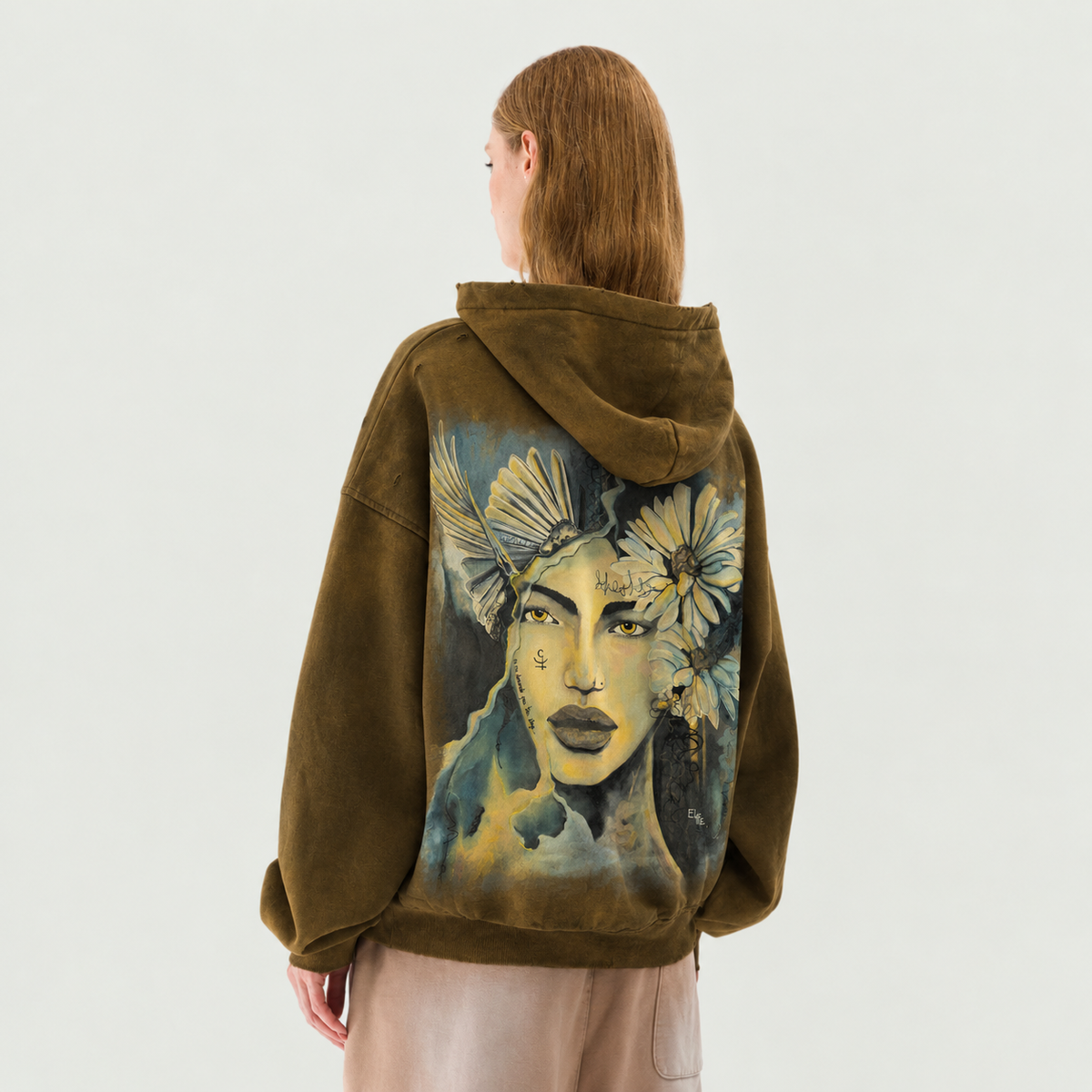 Hoodies Back print Destressed