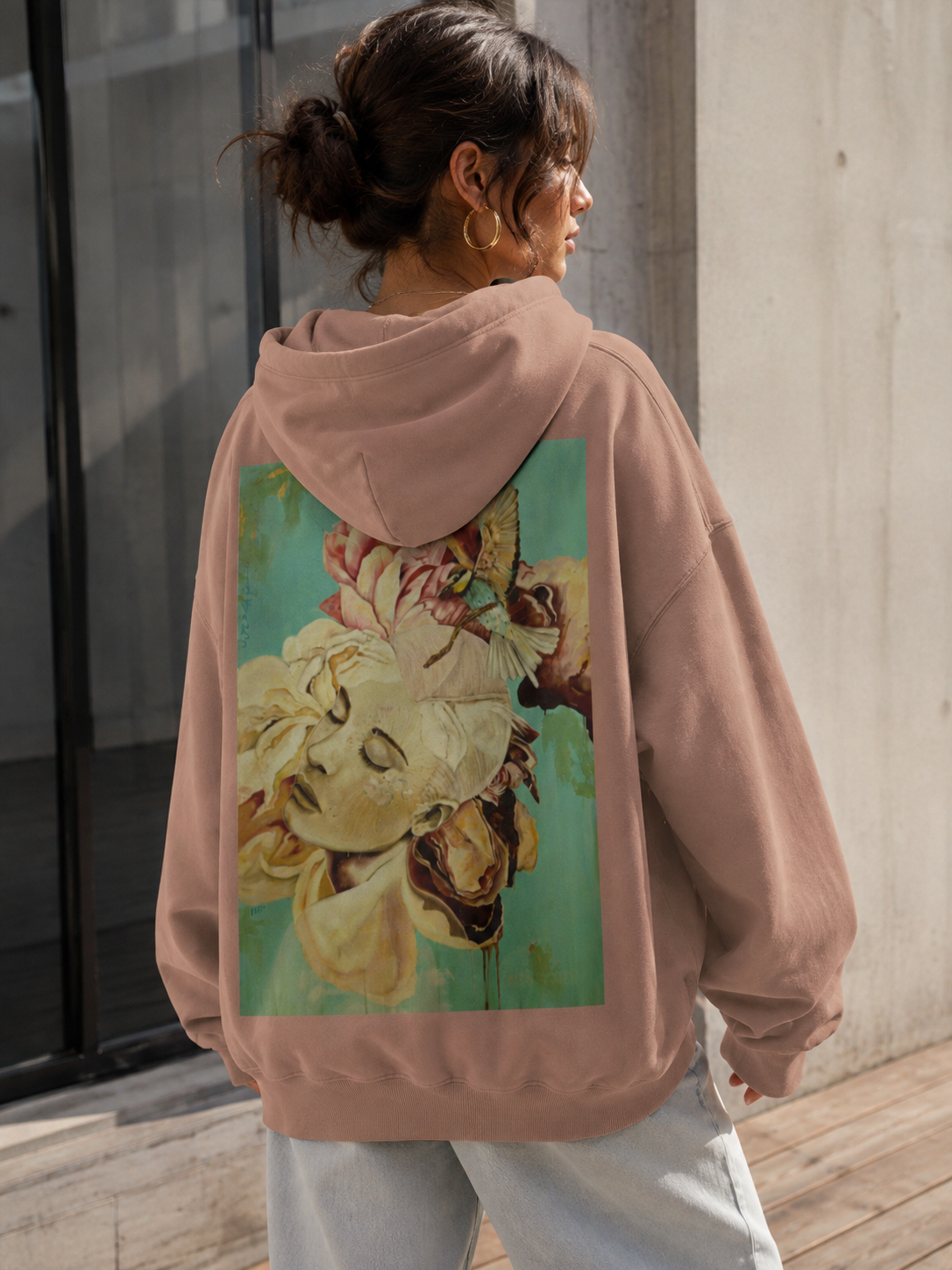 Hoodie backprint snap collar